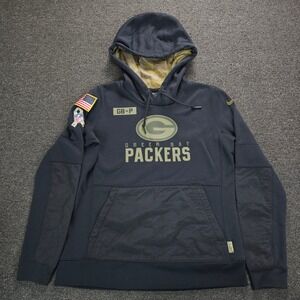Nike Green Bay Packers Hoodie Mens Medium Salute to Service Black NFL Veteran